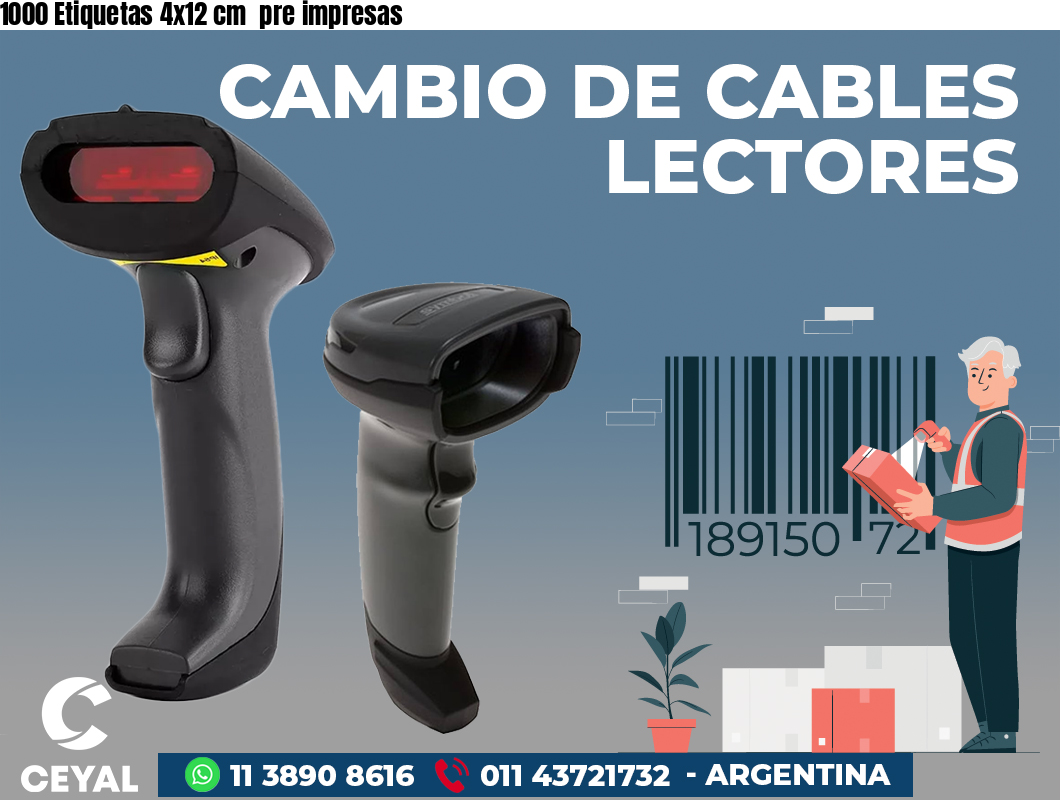 1000 Etiquetas 4x12 cm  pre impresas