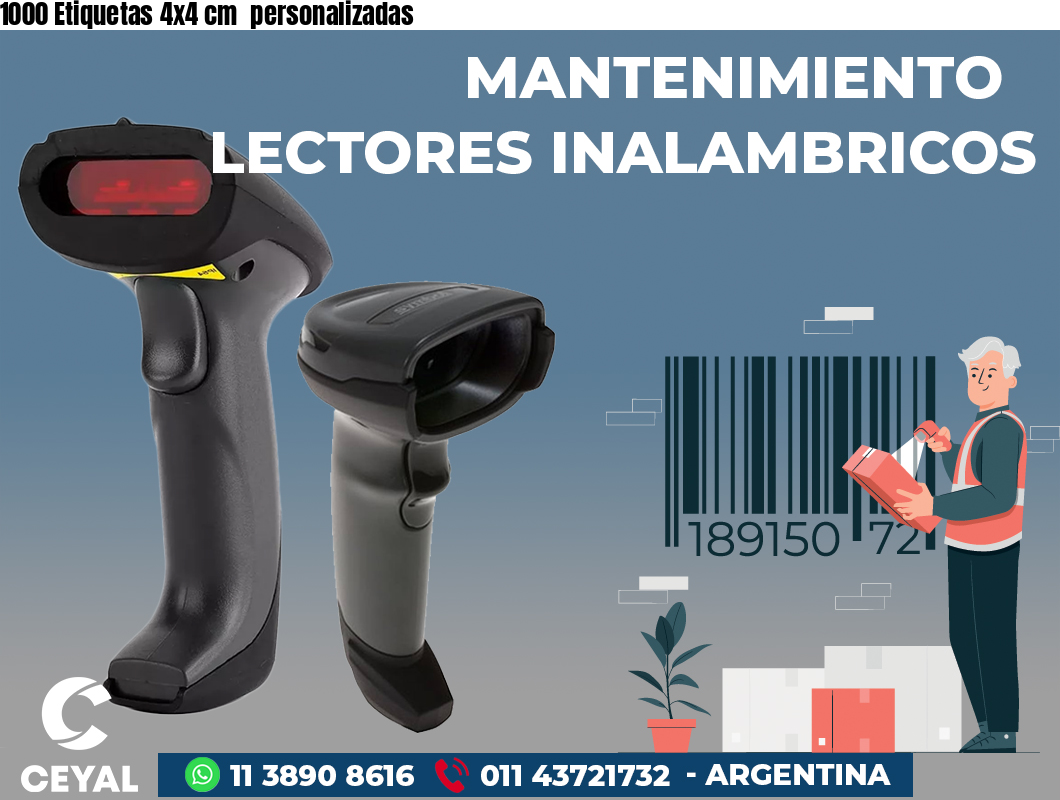 1000 Etiquetas 4x4 cm personalizadas
