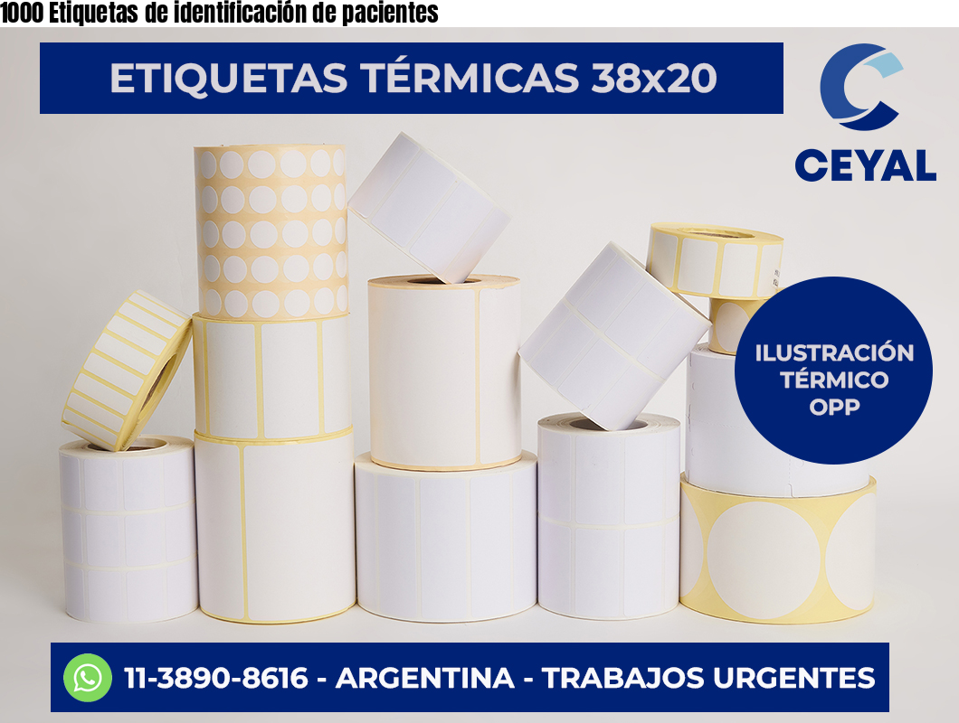 1000 Etiquetas de identificación de pacientes
