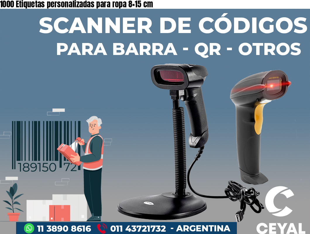 1000 Etiquetas personalizadas para ropa 8×15 cm