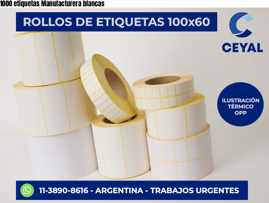 1000 etiquetas Manufacturera blancas