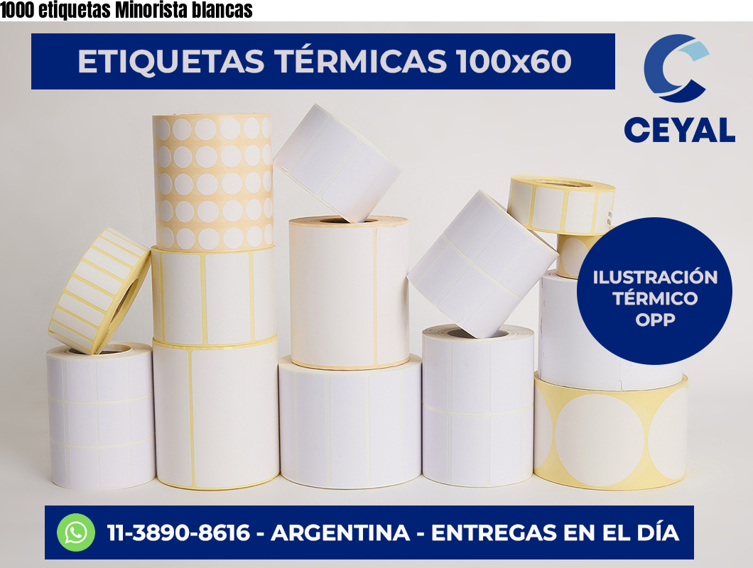 1000 etiquetas Minorista blancas