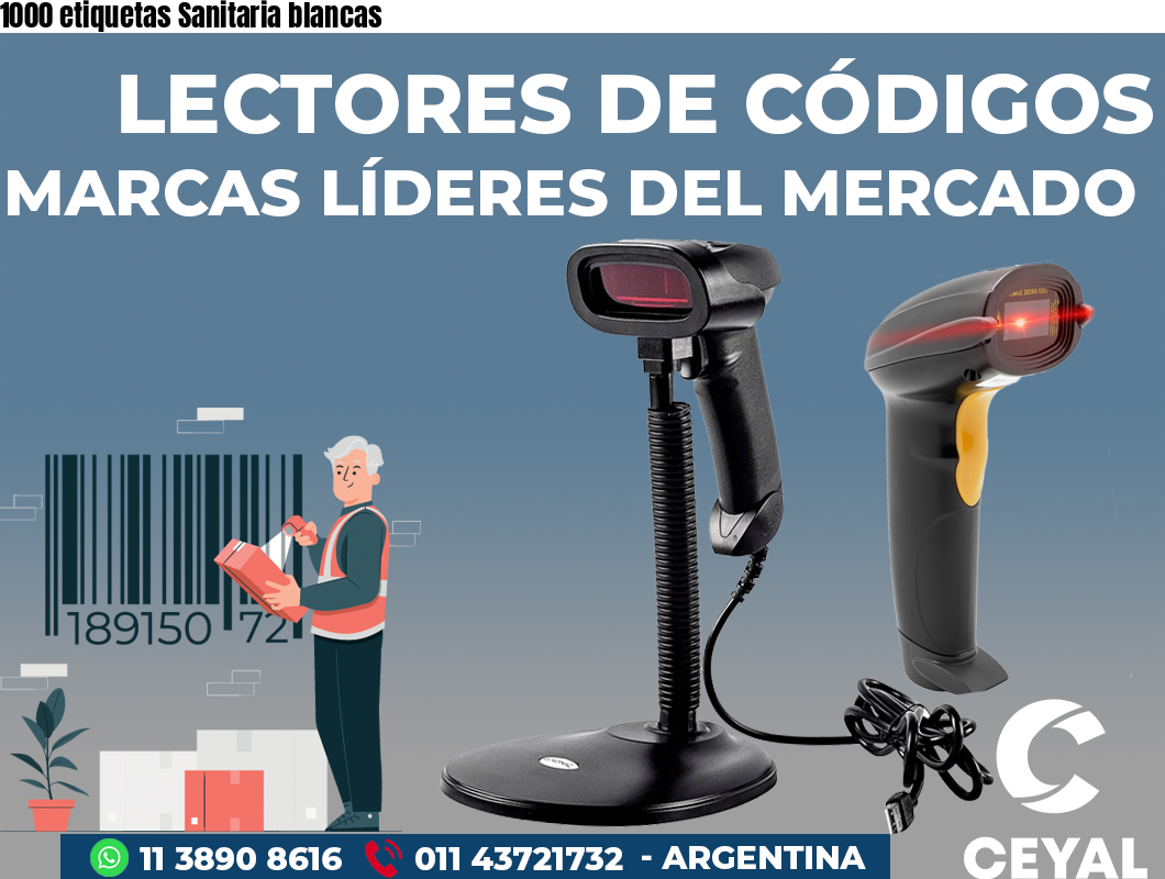 1000 etiquetas Sanitaria blancas