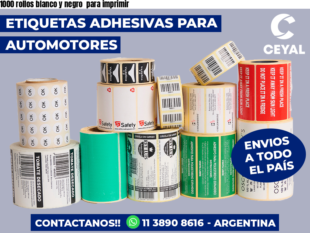 1000 rollos blanco y negro para imprimir