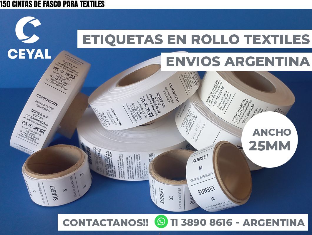 150 CINTAS DE FASCO PARA TEXTILES