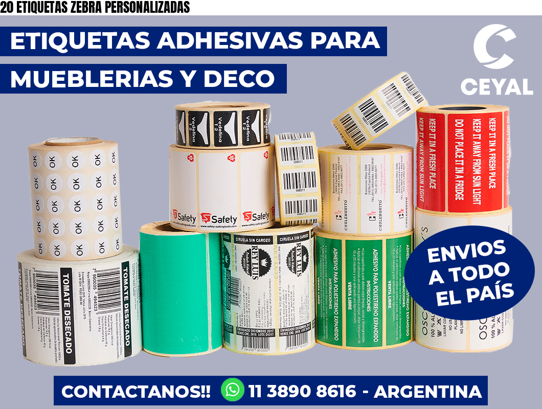 20 ETIQUETAS ZEBRA PERSONALIZADAS