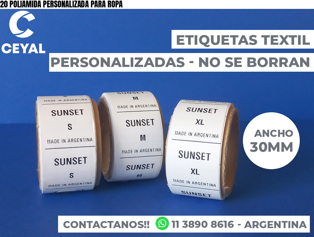 20 POLIAMIDA PERSONALIZADA PARA ROPA
