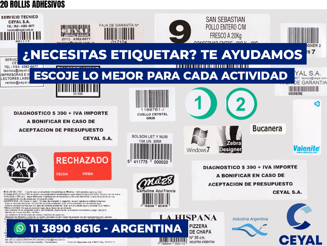 20 ROLLIS ADHESIVOS