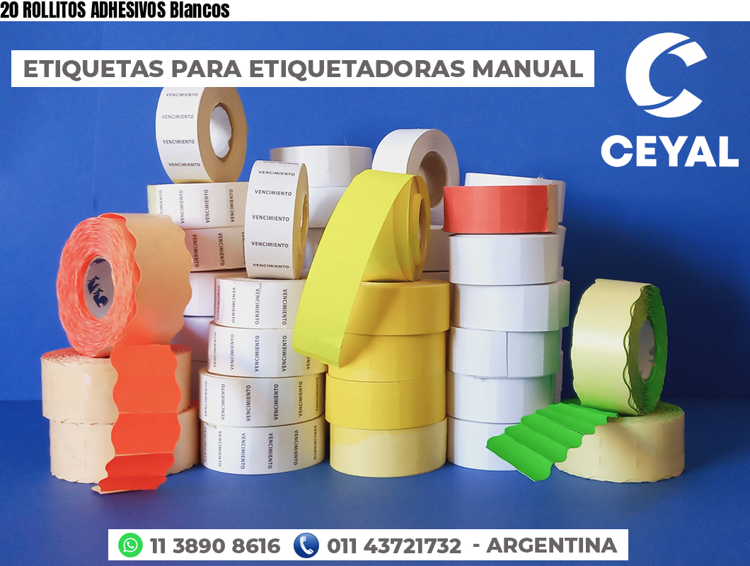 20 ROLLITOS ADHESIVOS Blancos