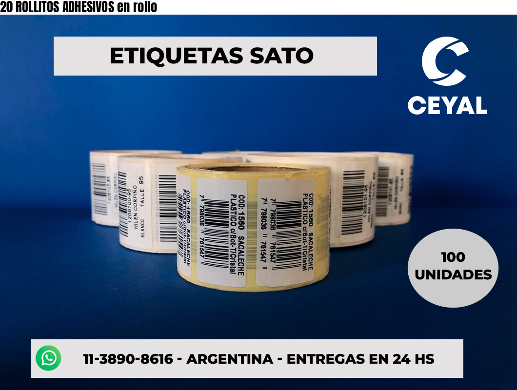 20 ROLLITOS ADHESIVOS en rollo