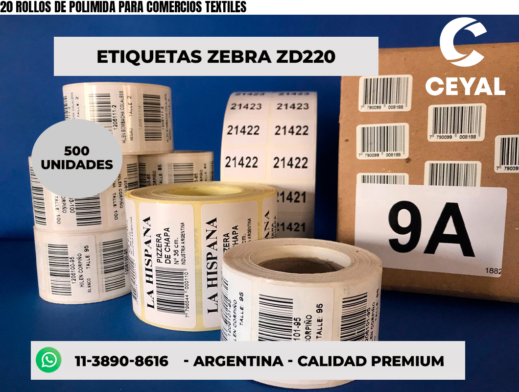 20 ROLLOS DE POLIMIDA PARA COMERCIOS TEXTILES