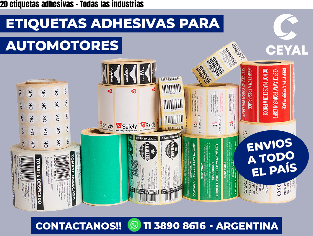 20 etiquetas adhesivas - Todas las industrias