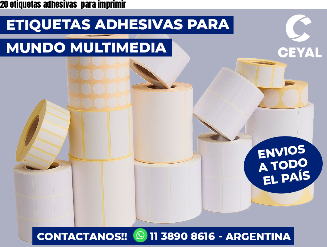 20 etiquetas adhesivas  para imprimir