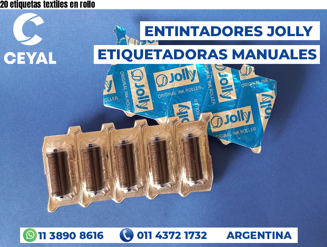 20 etiquetas textiles en rollo