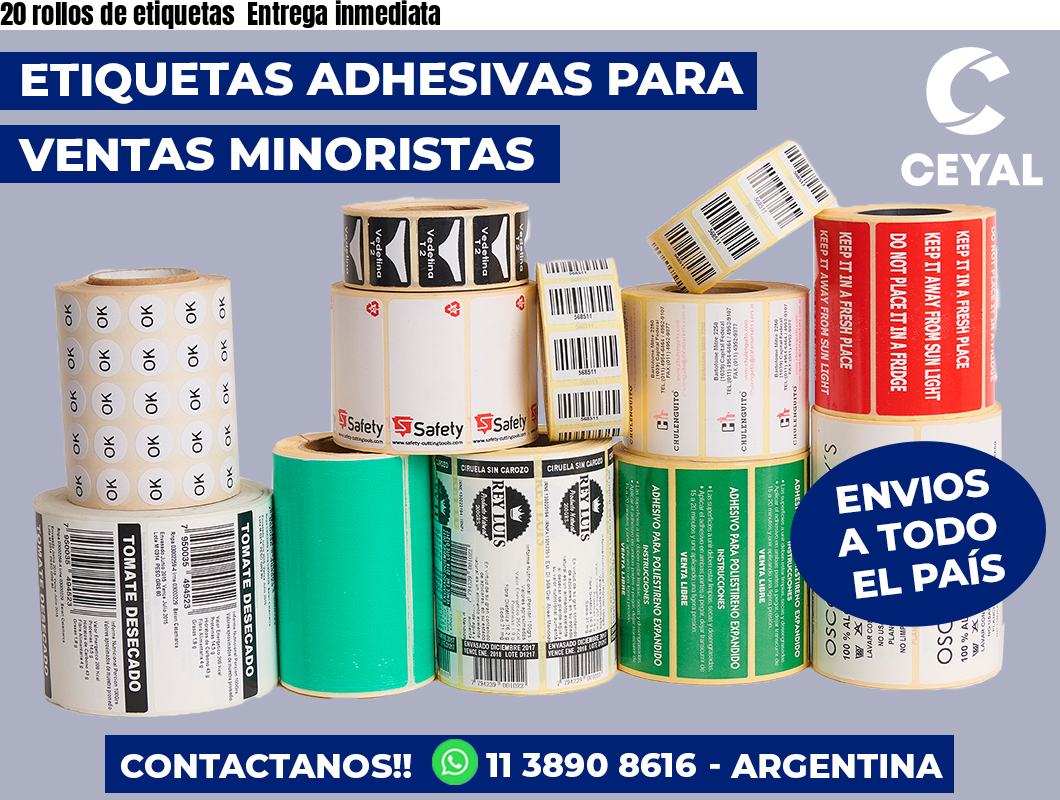 20 rollos de etiquetas  Entrega inmediata
