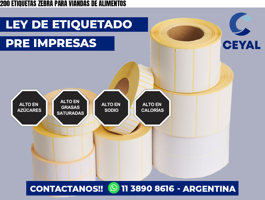 200 ETIQUETAS ZEBRA PARA VIANDAS DE ALIMENTOS