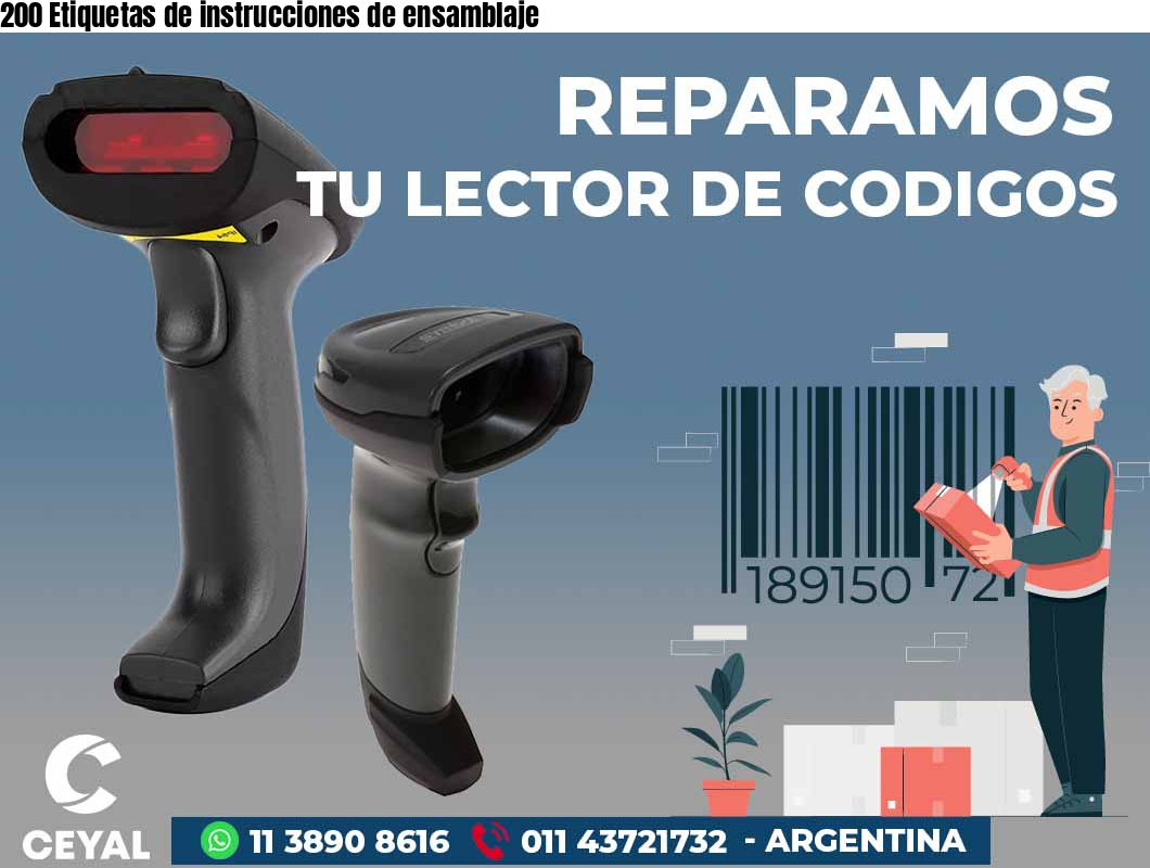 200 Etiquetas de instrucciones de ensamblaje