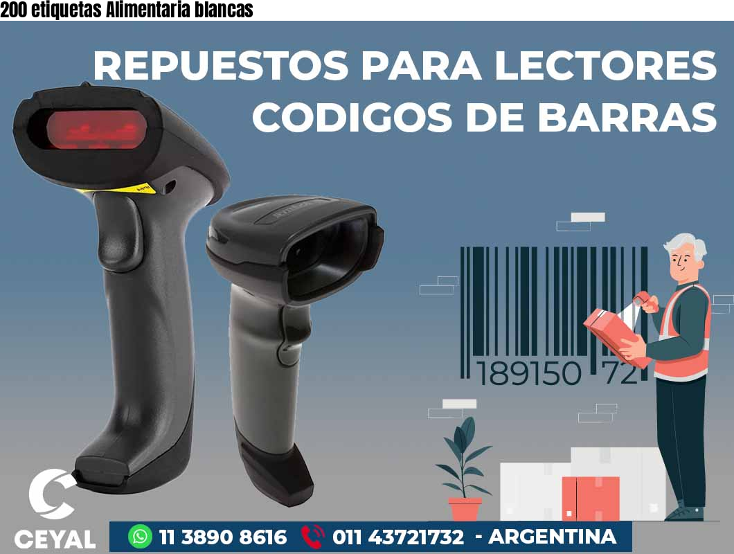 200 etiquetas Alimentaria blancas