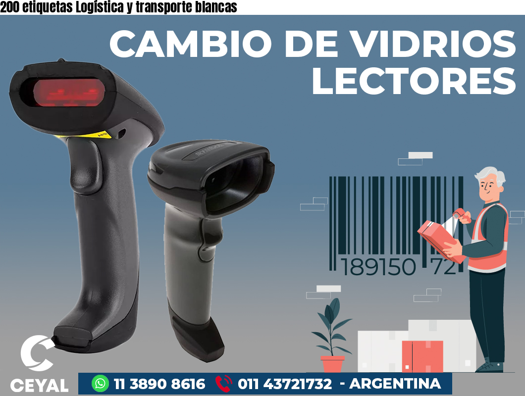 200 etiquetas Logística y transporte blancas