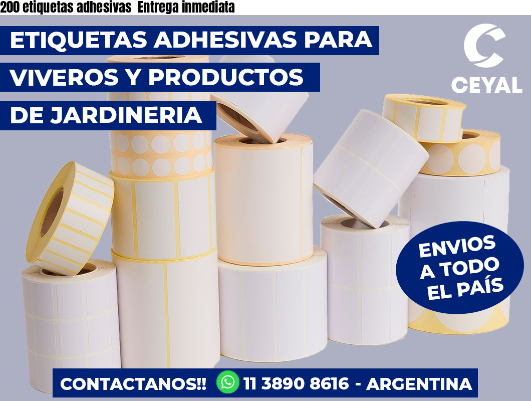 200 etiquetas adhesivas Entrega inmediata