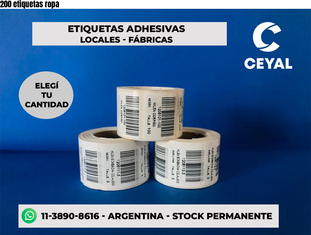 200 etiquetas ropa
