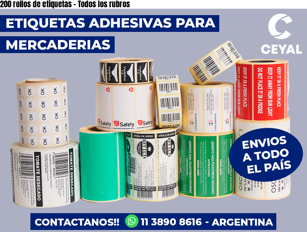 200 rollos de etiquetas – Todos los rubros