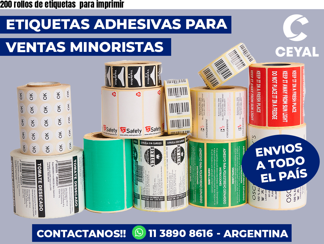200 rollos de etiquetas para imprimir