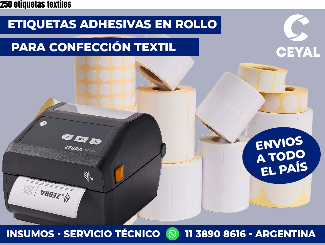 250 etiquetas textiles