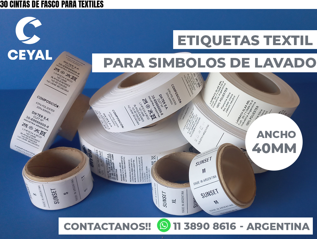 30 CINTAS DE FASCO PARA TEXTILES