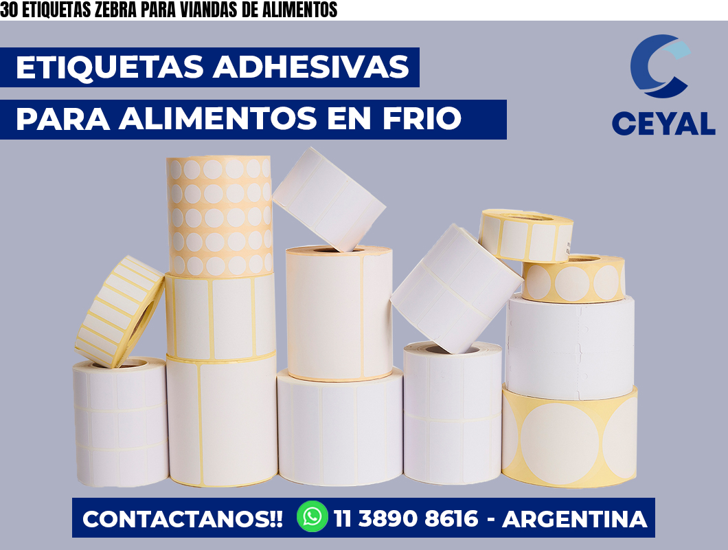 30 ETIQUETAS ZEBRA PARA VIANDAS DE ALIMENTOS
