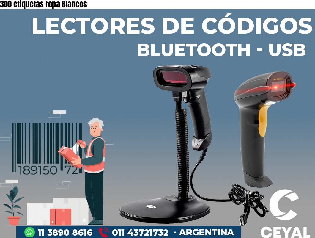 300 etiquetas ropa Blancos