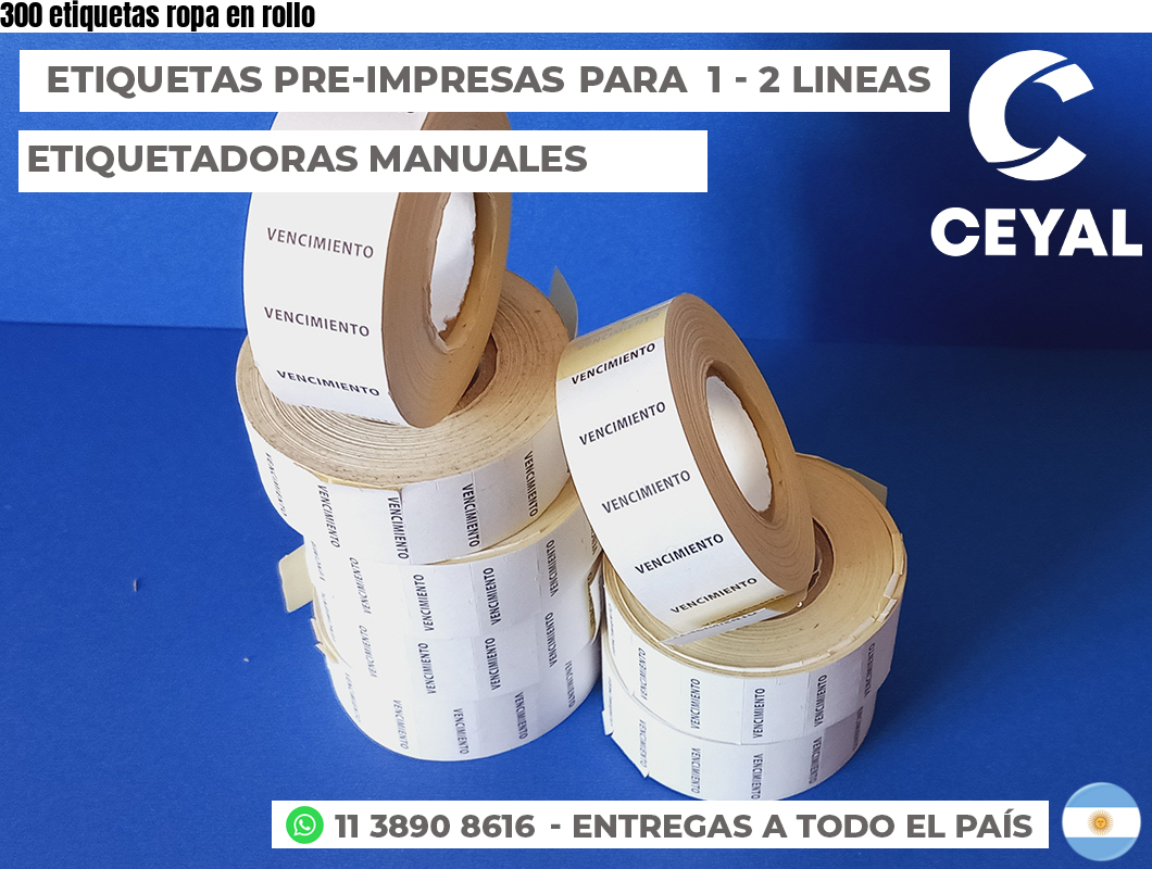 300 etiquetas ropa en rollo