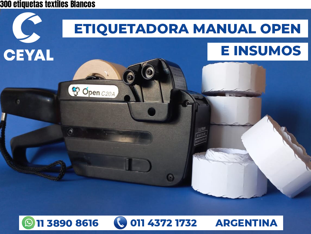 300 etiquetas textiles Blancos