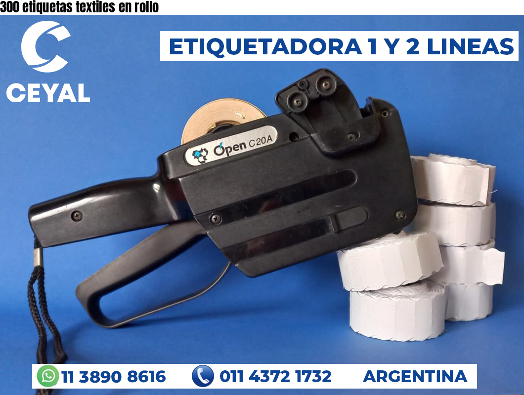 300 etiquetas textiles en rollo