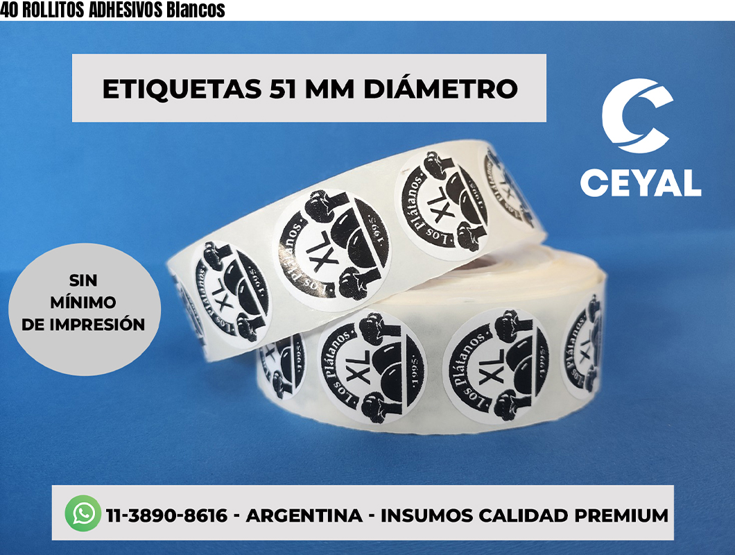 40 ROLLITOS ADHESIVOS Blancos