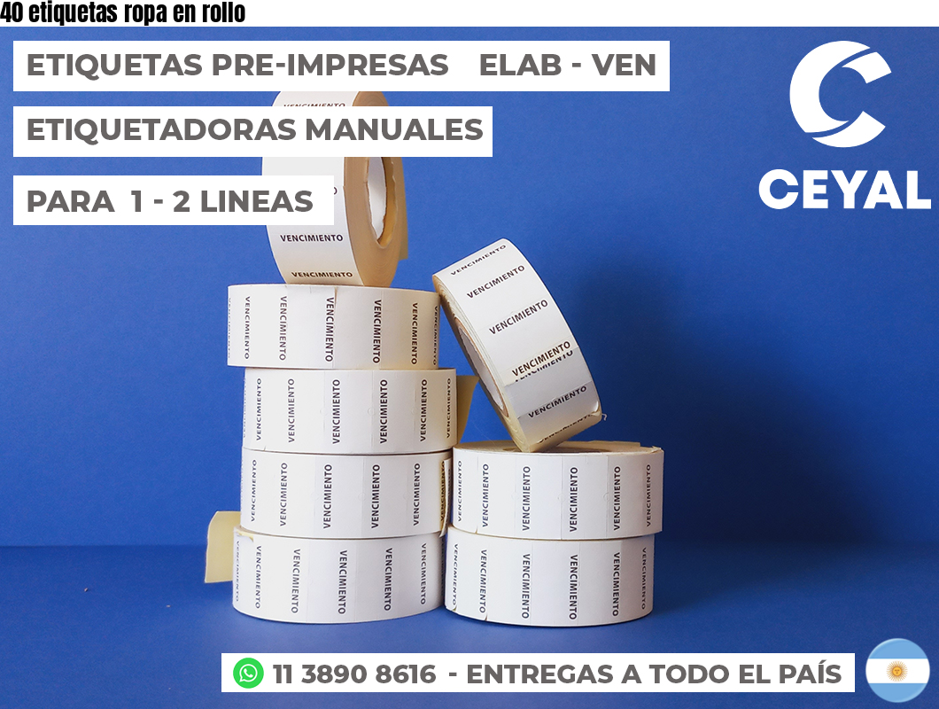 40 etiquetas ropa en rollo
