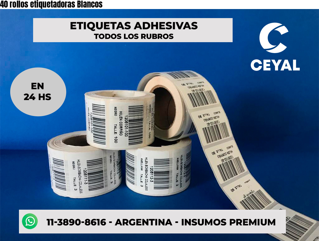 40 rollos etiquetadoras Blancos