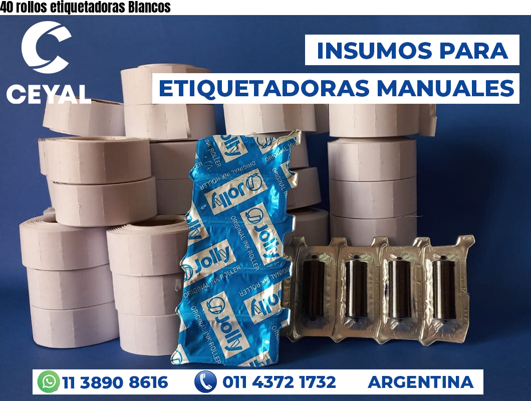 40 rollos etiquetadoras Blancos