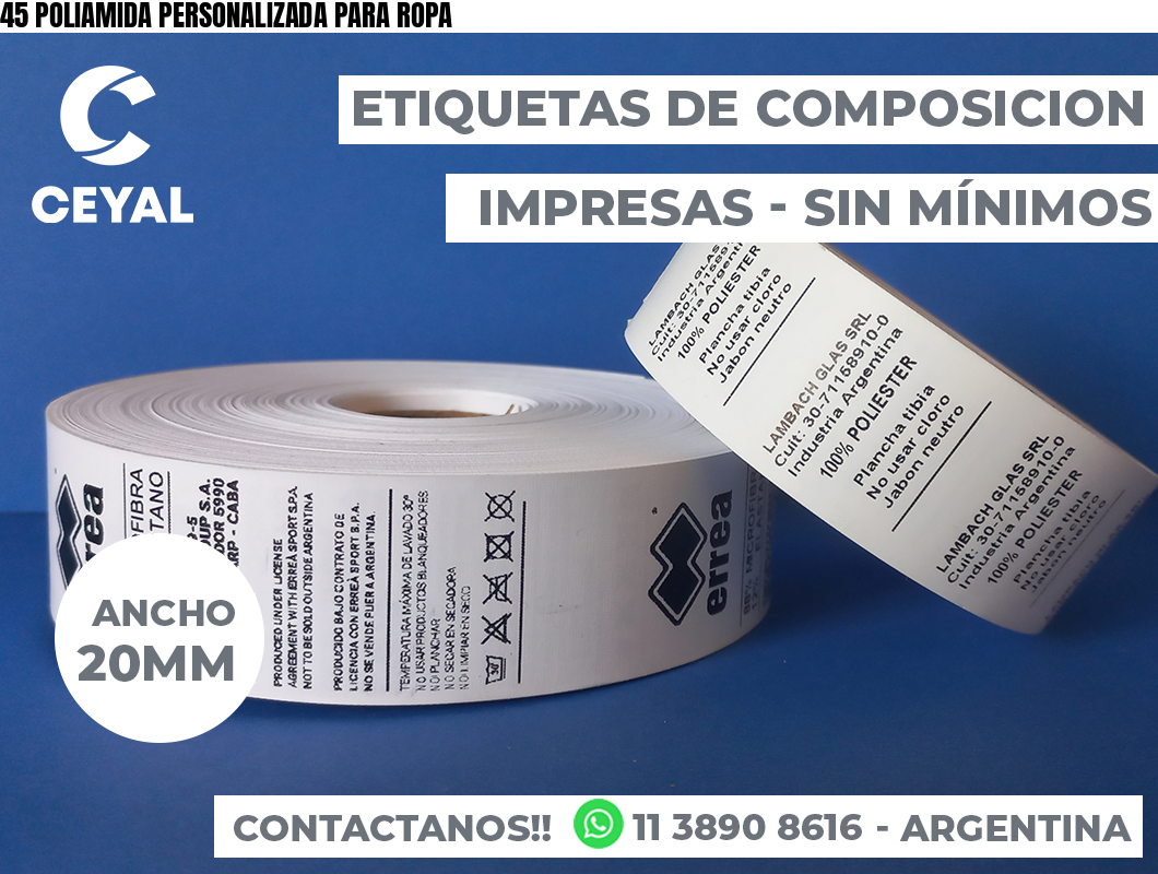 45 POLIAMIDA PERSONALIZADA PARA ROPA