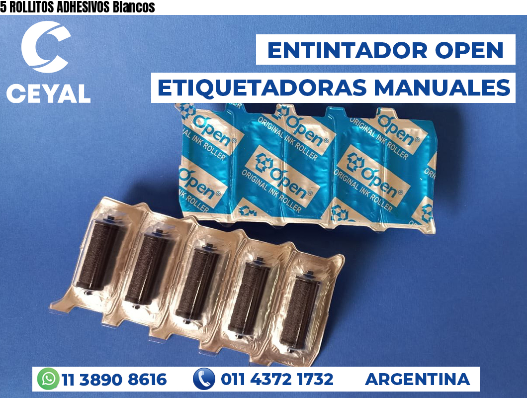5 ROLLITOS ADHESIVOS Blancos