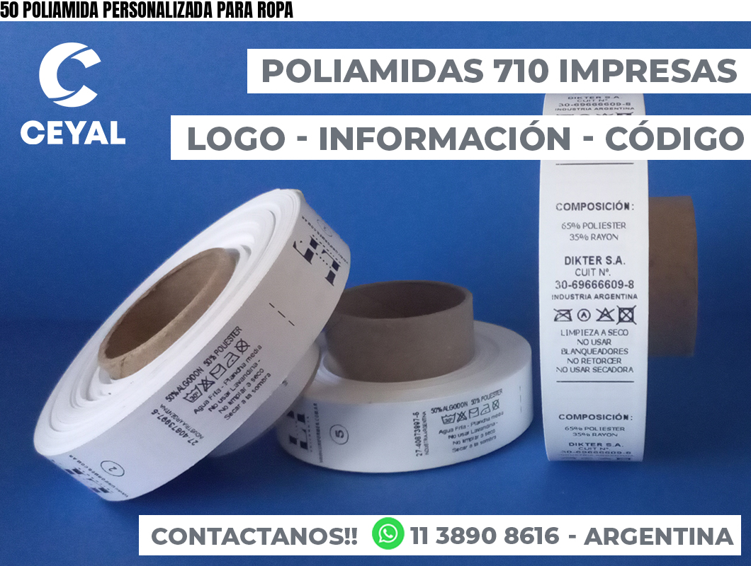 50 POLIAMIDA PERSONALIZADA PARA ROPA