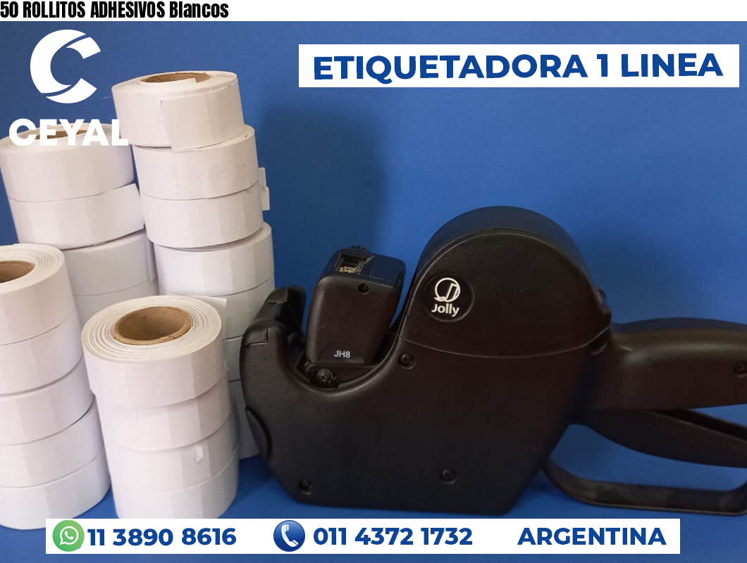 50 ROLLITOS ADHESIVOS Blancos