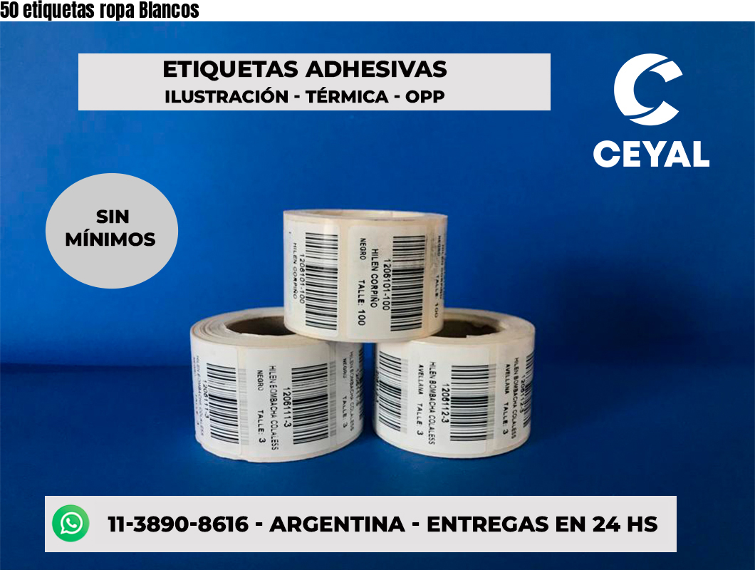 50 etiquetas ropa Blancos