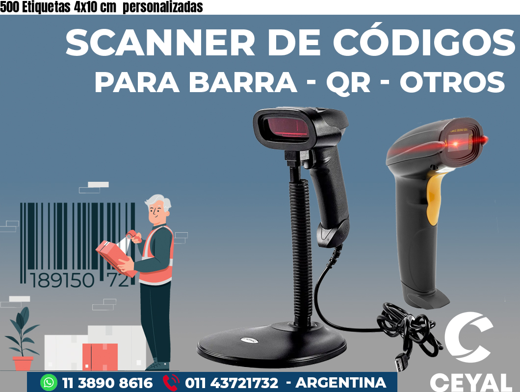 500 Etiquetas 4x10 cm personalizadas