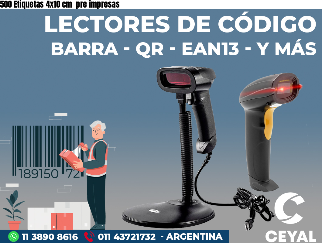 500 Etiquetas 4x10 cm  pre impresas