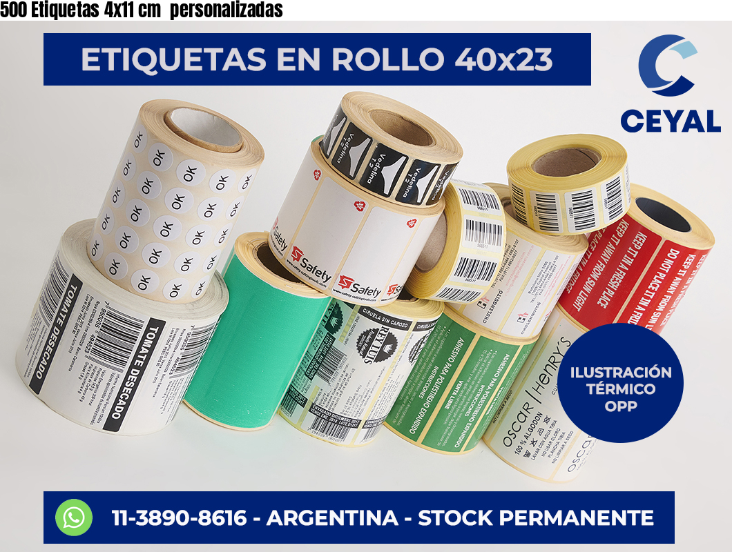 500 Etiquetas 4×11 cm  personalizadas