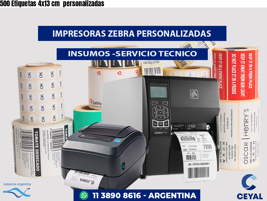 500 Etiquetas 4x13 cm personalizadas