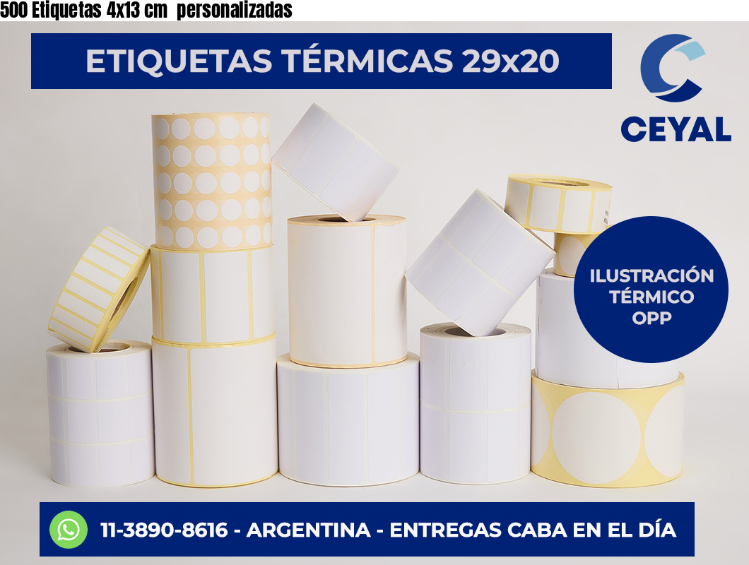 500 Etiquetas 4×13 cm  personalizadas