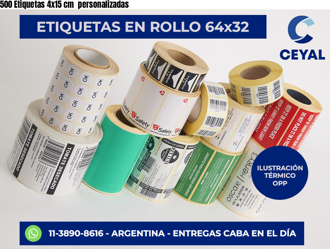 500 Etiquetas 4×15 cm  personalizadas