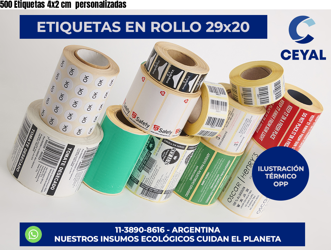 500 Etiquetas 4×2 cm  personalizadas